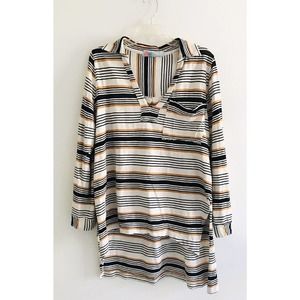 Free People | Beach Pullover Top Women's Size S Beige High Low Collared - Defect